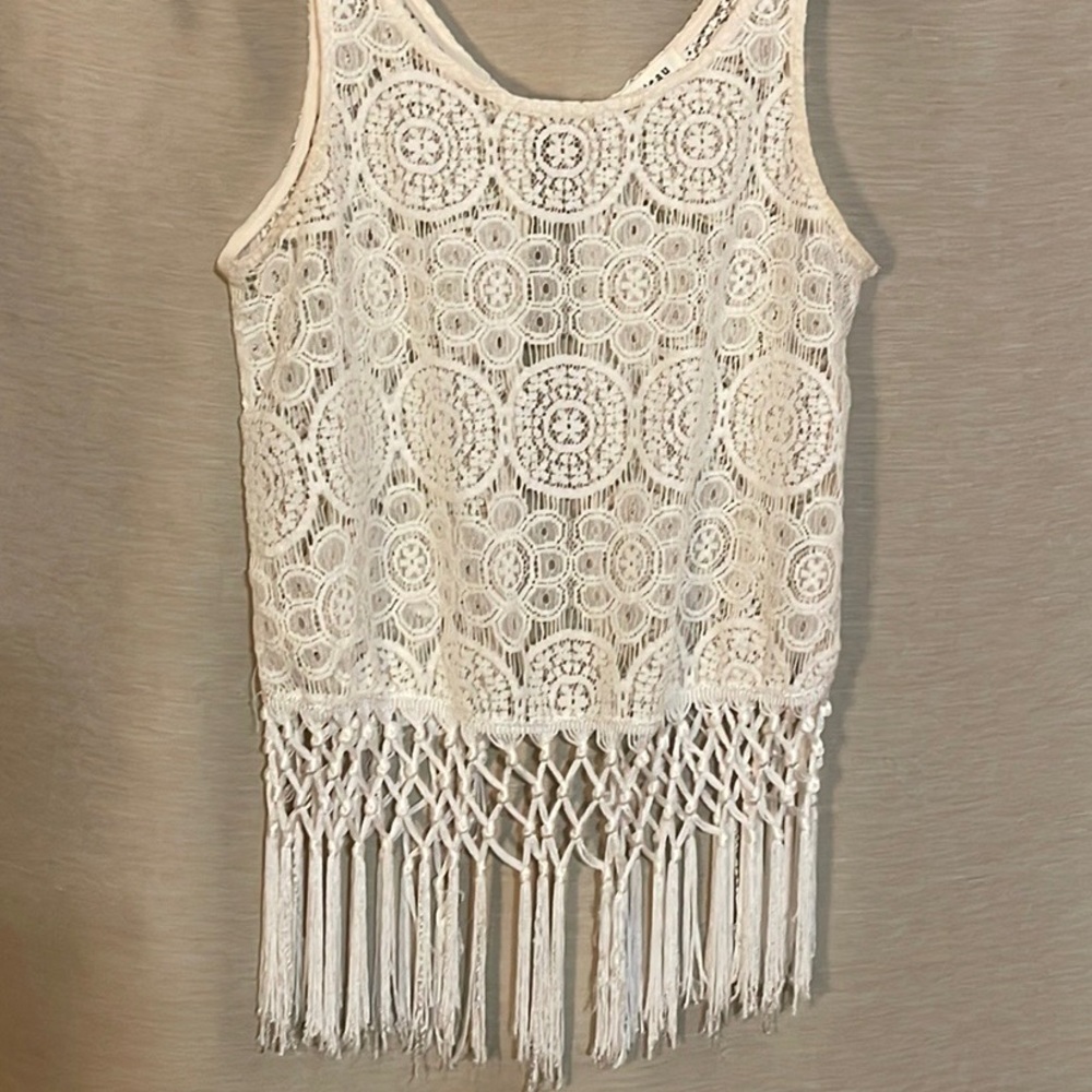 Vintage lace overlay top vest in cream